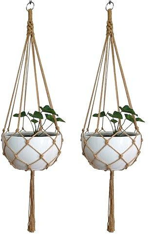 2 PCS Basketball Holder,Longer Macrame Plant Hanger Hanging Planter Hanging Net Basket Hemp Rope 52 Inch for 10 inch Pot, Pot and Plant Excluded (8LEGS)