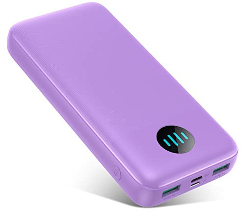 Batería Externa 26800mAh Ultra Alta Capacidad Power Bank, PD 3.0 USB C In & out Cargador Portátil, Carga Rápida Tri-Output Batería Portátil para iPhone 15/14/13 Pro MAX Xiaomi Samsung Huawei - Morado