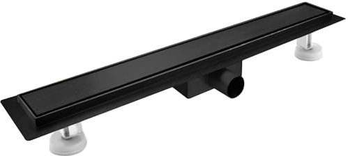 sunrik Scarico Doccia a Pavimento, 2 in 1 Nero Scarico Doccia 50 cm, Canalina Scarico Doccia in Acciaio Inox con Sifone e Filtro