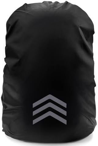 Yoolly Waterproof Backpack Rain Cover, Reflective Backpack Cover, Foldable Ultralight Dust and Rain Cover Rucksack for Outdoor, Hiking, Riding, Camping, Traveling (Black, S: 18-30L)