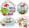 Decorazioni per feste di Natale, 96 pezzi, rosso e verde, piatti, bicchieri, tovaglioli, per feste a tema natalizio, decorazioni per la tavola (bianco)