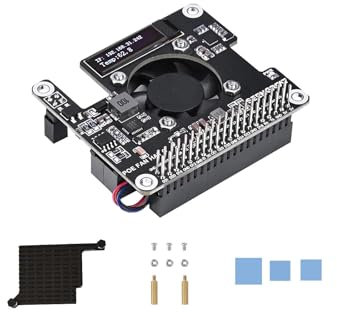 POE HAT For Raspberry Pi 5/CM5 Power Over Ethernet Adapter with Onboard Cooling Fan And OLED Display Supports 802.3af/at Network Standard Comes With Metal Heatsink Fits Raspberry Pi 5 Case Original