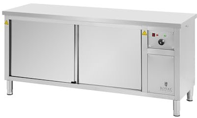 Royal Catering Armario Caliente de 180 x 60 x 85 cm Temperatura de 30 a 80 °C Acero Inoxidable (304) con Placa Reforzada Calentador de platos para catering Armario calefactado para banquetes