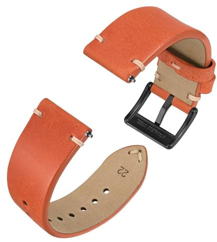 Anbeer 20mm Uhrenarmband aus genarbtem Leder mit Schnellverschluss-Federsteg für Männer und Frauen