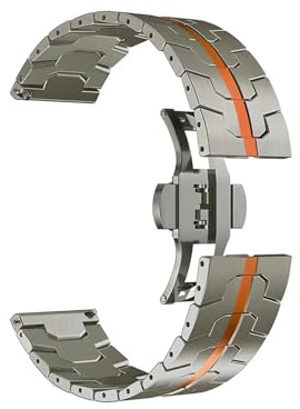 22mm Edelstahl Band fit for Huawei Uhr GT5 46MM Metall Faltschließe Handschlaufe fit for Huawei Uhr GT5 GT4 uhr Zubehör(Ti Orange)