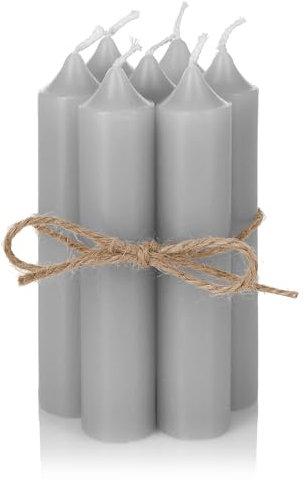 Nordstern Stabkerzen 6er Pack - Kleine Kerzen für Kerzenhalter, Adventskranz oder als Baumkerze - Ideale Tisch Deko für Hochzeit oder Weihnachten - 11 x 2,2 cm (Grau)