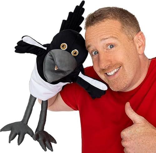 Steve and Maggie Weiches Plüschspielzeug, Plüschtierspielzeug, pädagogische Handpuppe Rabe Vogel für interaktives und fantasievolles Spielen, kleine Plüschtierpuppe für Kinder