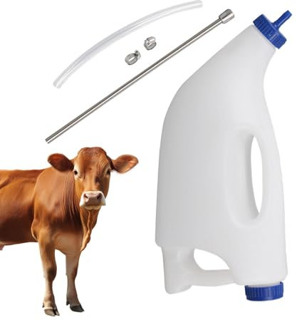 Calf Tube Feeder - Nursing Sheep Lamb Feeding Tool - 4L Calf Milk Bottle Farm Animal Feeder Medicinal Milk Drencher with Flexible Tube for Goats, Lambs, Puppies, Sheeps