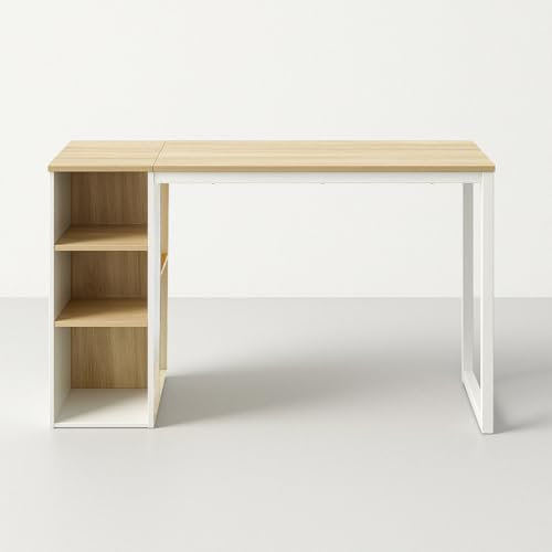 39F Furniture Dream Children’s Drafting Desk with Storage Shelves – Kids Art and Homework Table with Wooden-Effect Top Compact Workstation for Drawing, Studying – 120 x 55 x 75 cm