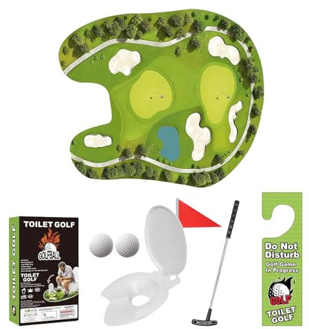 Golfspiel-Set für Toilette, lustiges Badezimmer-Golf-Putting-Set, Putting-Matte, Badezimmer, Golfer, Töpfchen, Humor, , Golfer, Toilette, Gag Streich für Sohn, Freund, Erwachsene, Ehemann, Vater