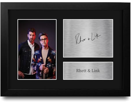 HWC Trading Good Mythical Morning Rhett & Link Geschenke: Gedrucktes, signiertes Autogrammbild der YouTube-Show für Fans - A4 Gerahmt