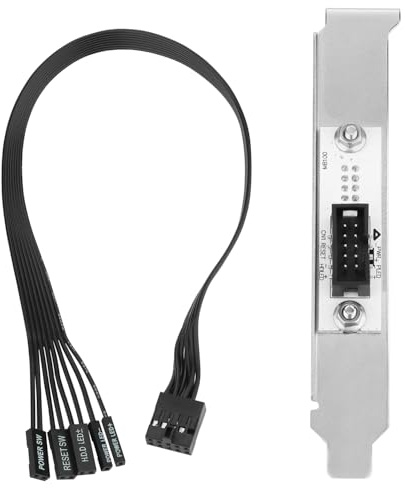 Aukuoy 30cm 9pin Motherboard External Power Switch HDD LED Restart Button Extension Power Cable with Rear Panel for PC Case Chassis PCI Baffle Back Panel