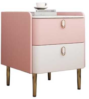 XUJUAN-0227 Kommode Massivholz Extra schmal Nachttisch Klein Modern Licht Luxus Schlafzimmer Aufbewahrungsschrank Rosa(Groß)