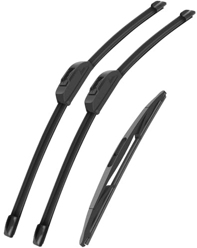 Aputoxz Scheibenwischer-Set für Jeep Wrangler 2017-2007, Wrangler JK 2018 - Leise, langlebig und einfach zu montieren (3er-Set)