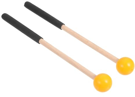 Homoyoyo 1 Paar Marimba Schlägel mit Gummikopf Ausgewogene Schlaginstrument Zubehör für Xylophon Zungentrommel und Percussion Gelb Angenehm Griffig Gelenkschonend für Profis