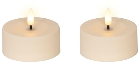 Lumineo Solar LED Teelicht Outdoor 7x3,2cm Kunststoff - flackernde Flamme Effekt - Outdoorkerzen batteriebetrieben - Flammenlose Kerzen als Tischkerzen Dekokerzen Kunstkerzen - Creme Warmweiß