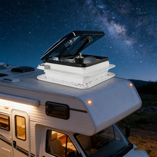 Himopuer Wohnwagen Wohnmobil Dachfenster Schalldichte Dachluke Leiser Lüfter mit LED 30W,Belüftung Dachfenster Ventilator Dachlüfter Umkehrlüfter Geräuscharmer,Wohnmobilausstattung(11in)