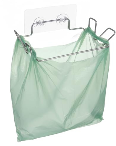 Over Cabinet Trash Bag Holder, Portable Hanging Trash Can Stainless Steel Bag Holder Under Sink Wall Mounted Trashes Can Kitchen Waste Bins Wall Adhesive Hanging Garbage Bins, With Sticker Base