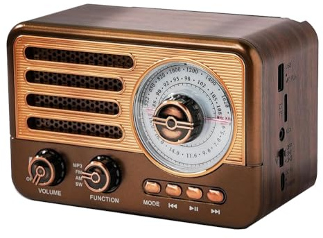 Aisuoka Portable Retro Radio Mini FM/AM/SW Radio Receiver Vintage Bluetooth Speaker with LED Flashlight Support TF Card USB AUX