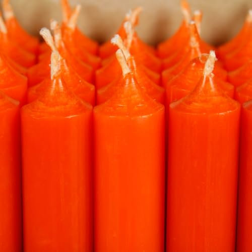 Bütic GmbH Stabkerzen durchgefärbt 180mm x Ø 22mm - Kerzen hochgereinigt, Brenndauer 8h, geruchsneutral, rußarm mit rückstandsfreiem Abbrand, Farbe:Orange, Set mit:8 Stück