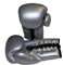 LISARO Guantes de boxeo con cordones para entrenamiento y sparring en boxeo, kickboxing, Muay Thai, de piel sintética, color plata, 10 oz con cuerda