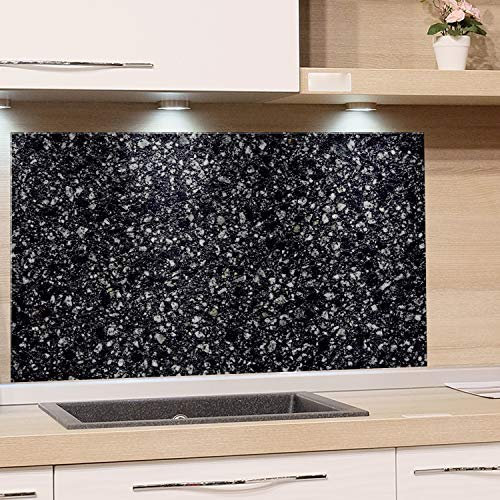 GRAZDesign Küchen-Spritzschutz Glas, Bild-Motiv Kleine Steine Schwarz Weiß, Glasbild als Küchenrückwand - Küchenspiegel - Küche Herd Gasherd / 60x40cm