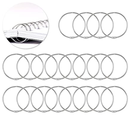 DSstyles Binderinge aus Metall, Ringe für Bücher und lose Blätter, Schlüsselanhänger-Ringe, 20 Stück 50 mm silber