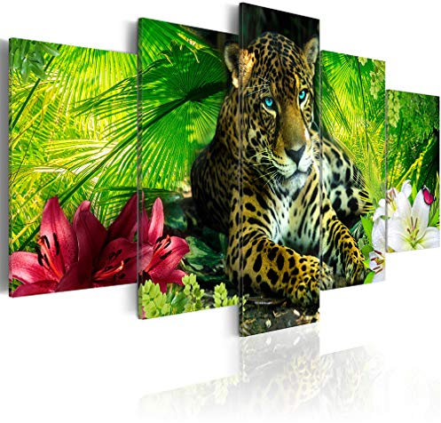 decomonkey Bilder Tiere 200x100 cm 5 Teilig Wandbild Groß Leinwandbild XXL Deko Wohnzimmer Schlafzimmer Büro Wanddeko Leinwand Pictures For Wall Poster Wall Painting Wandbilder Set Natur Abstrakte