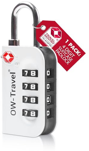 OW-Travel Zahlenschloss 4 Stellig Kofferschloss Vorhängeschloss Gepäckschloss Sicherheitsschloss Diebstahl Sicheres Lock TSA USA Schloss Zahlencode für Reise Koffer Spind Rucksack Luggage:1 Silber