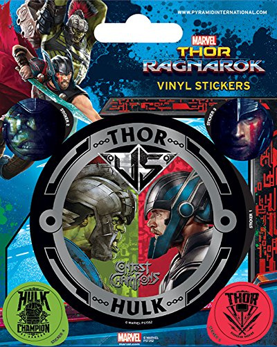 empireposter Thor 3, Ragnarok - Thor vs Hulk- Stickerset Aufkleber 10x12,5 cm mit 5 Sticker
