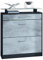 Vladon Schuhschrank Loret, Schuhkipper für 16 Paar Schuhe mit 2 Klappen und 1 Schublade und Glasablage, Schwarz matt/Beton Oxid-Optik (89 x 104 x 23 cm)