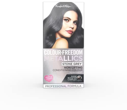 Knight & Wilson Colour Freedom Metallic, Long Lasting, Permanent Stone Grey Hair Dye, Infused with Shea Butter and Argan Oil for Shiny Conditioned Hair.