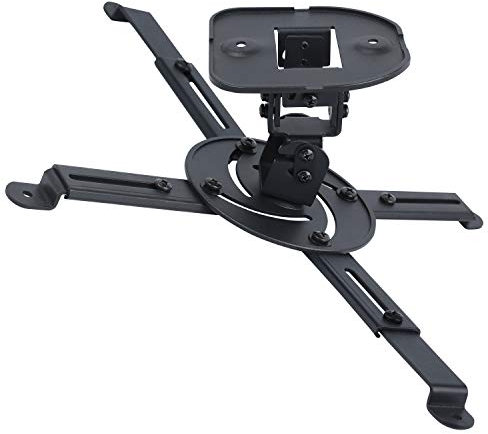 DYNAVISTA Full Motion Universal Projector Ceiling Mount Bracket Adjustable Extendable Arms Rotating Swivel Tilt Low Profile Mount Home Office Projector (Black)