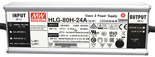 HLG-80H-24A: MEAN WELL LED-Netzteil 80W, 24V, IP65, Spannung & Strom einstellbar (24V 80W)