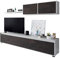 Wohnzimmer-TV-Schrank mit vier Türen, mit Hängeschrank und Regal, dunkelbraun und glänzend weiß, TV-Schrankmaß 200 x 43 x 41 cm Hängeschrank 105 x 35 x 29 cm Regal 95 x 3 x 21 cm