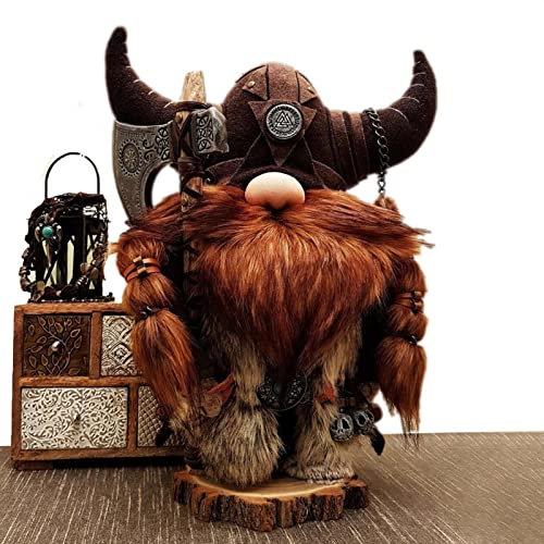Tebinzi nain jardin en résine - nain viking - guerrier viking - Statue nordique en résine païenne - Ornements d'extérieur - Collectionneurs jardin
