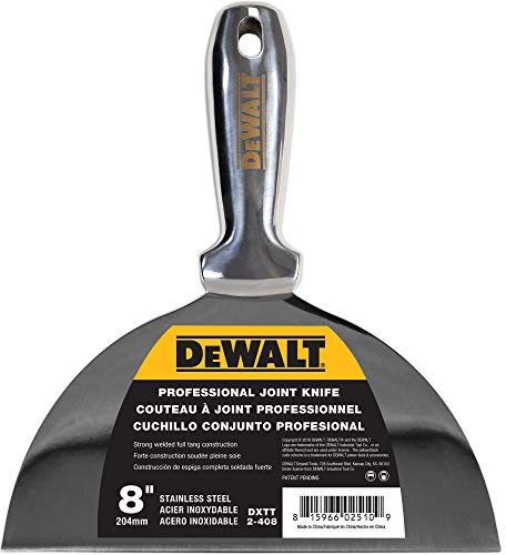 DEWALT 8 All Stainless Steel Joint Knife | One-Piece Premium Polished Metal Putty Blade | 2-408