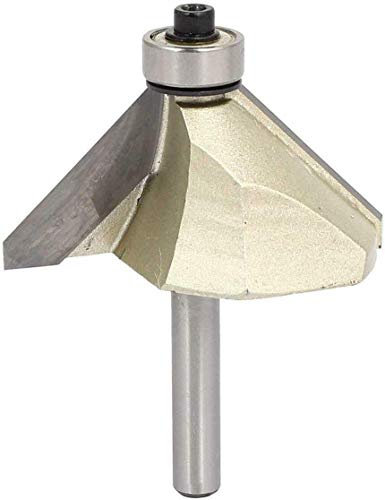 TOOLSTAR Chamfer Router Bit, 45 Degree Carbide Tipped Chamfer Router Bit Woodworking Router Bit CNC Engraving Tool (1/2 * 2)