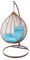 KIDEO Komplettset: großer Hängesessel mit Gestell & Kissen, Korbsessel, Poly-Rattan (Korb & Gestell: braun, Kissen: hellblau Nest (5050 Sky Blue))