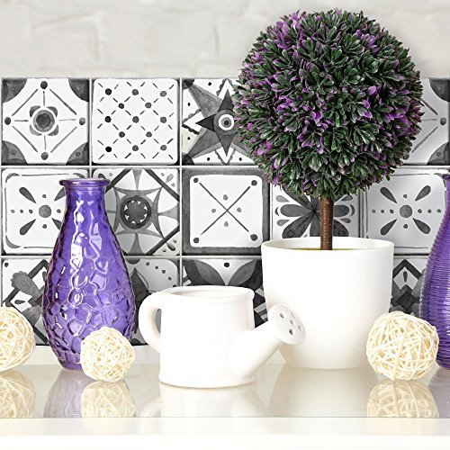 RE-COVERTILES - Adesivi per Piastrelle Bagno e Cucina 24 Pz 10x10 cm - PS00011 Decorazione murale in PVC Impermeabile mattonelle Mosaico Stile cementine Azulejos