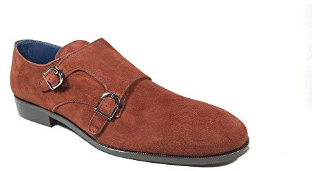 Zapato Hombre Doble Hebilla Piel Serraje Piso Goma