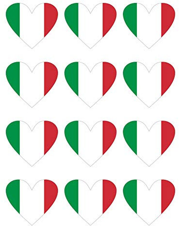 Generisch 12 Stück Aufkleber Italien Herz | wetterfest & UV Schutz | Set Italy