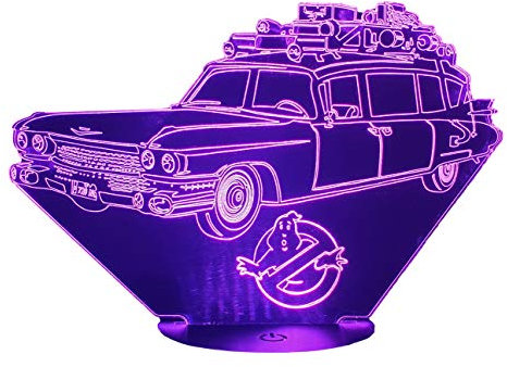 GHOSTBUSTER, SOS FANTASMI, Lampada illusione 3D con LED - 7 colori.