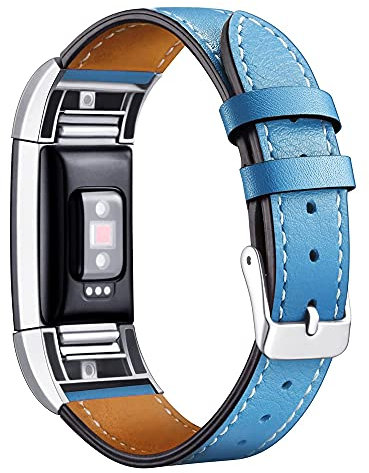 AISPORTS Leder Armband Kompatibel mit Fitbit Charge 3 /Fitbit Charge 4 Armband Damen Herren, Weiches Atmungsaktives Leder Sport Armband Metall Classic Buckle Armband Ersatzband für Fitbit Charge 3/4