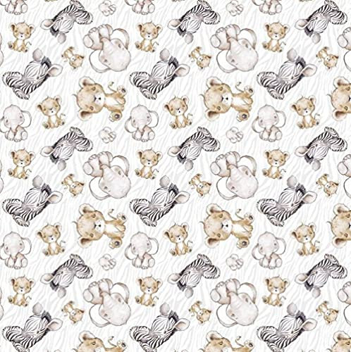 11,99€/m Zebra Elefant Tiger Babys 100% Baumwolle Baumwollstoff Kinder Meterware Handwerken Nähen Stoff (200x160cm)