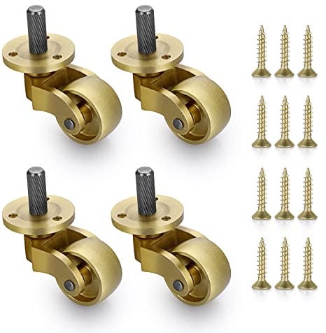 IGNPION 4 Stück Universal Möbelrollen 25 mm aus massivem Messing 360° drehbar