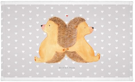 Mr. & Mrs. Panda Gäste Handtuch Igel händchenhaltend - Geschenk, Frottier, Partner, Igelliebe, Kinder Handtuch, Heiratsantrag, Gästetuch,
