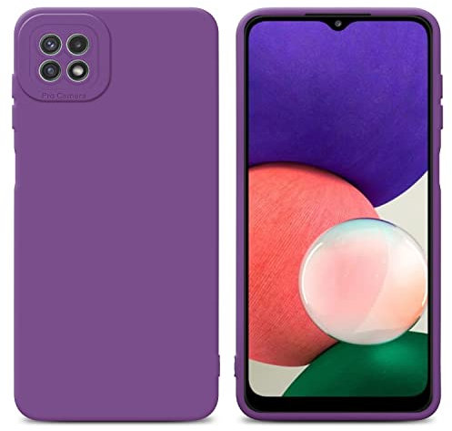 Cadorabo Hülle kompatibel mit Samsung Galaxy A22 5G Schutzhülle TPU Silikon Case Liquid Design mit Kameraschutz Slim Kratzfest Weiche Gummi mit Rundumschutz Case Hülle für Galaxy A22 5G in Lila