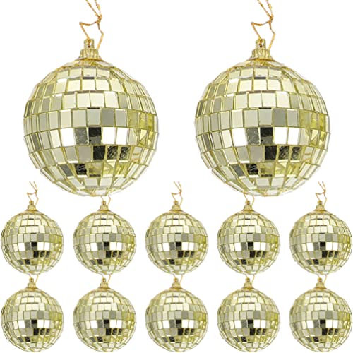 Toddmomy 12 Stücke Weihnachtskugeln Spiegel Discokugeln Baumschmuck Disco Ball Christbaumkugeln Glitzer Weihnachtsbaum Kugeln Weihnachtsdeko für DIY Weihnachten Xmas Urlaub Party Dekoration