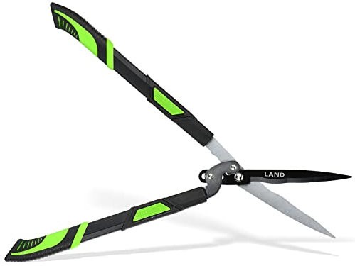 LAND Teleskop-Heckenschere mit gewellter Klinge und ausziehbaren Stahlgriffen Ausziehbare manuelle Heckenschere zum Schneiden von Rändern, Buchsbaum und hohen Büschen